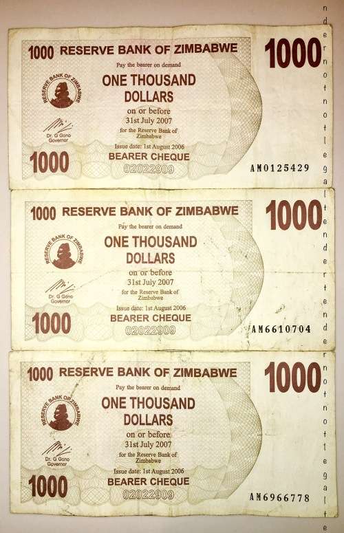 ZIMBABWE X2,,,1000 DOLLARS AM0125429 - AM6962007