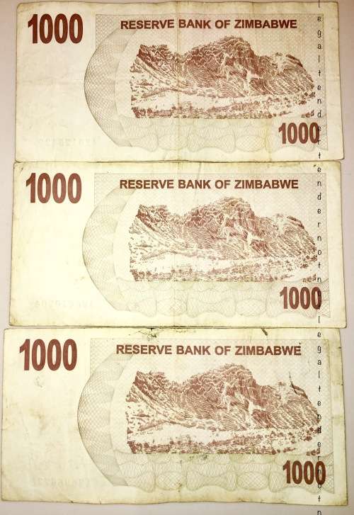 ZIMBABWE X2,,,1000 DOLLARS AM0125429 - AM6962007