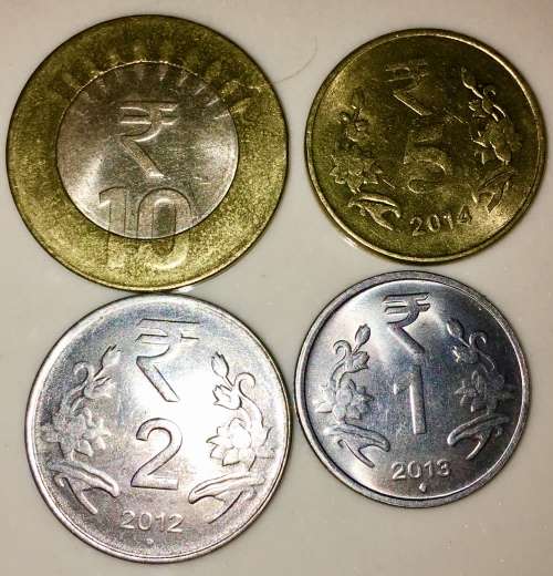 INDIA SET X 4  10 RUPEE TO 1 RUPEE 2012-2015 ( 1 BID TAKES ALL)
