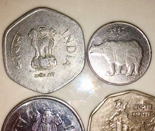 INDIA  X4,,,, SET OF 2 RUPEES,1 RUPEE 20 PAISE & 10 PAISE 1990-1999( 1 BID TAKES ALL)