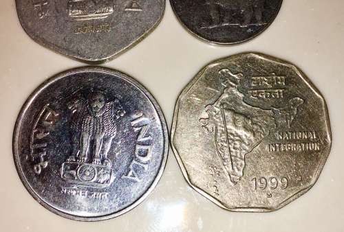 INDIA  X4,,,, SET OF 2 RUPEES,1 RUPEE 20 PAISE & 10 PAISE 1990-1999( 1 BID TAKES ALL)