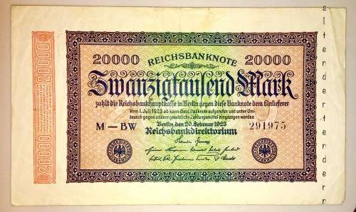 20000 MARK 20TH SEP 1923 BERLIN GERMANY REICHSBANK