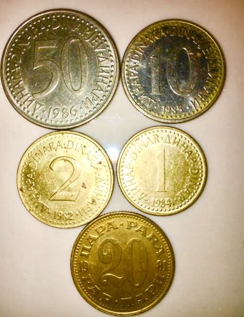 YUGOSLAVIA  X 5  50 DINARA, 20 DINARA, 10 DINARA  & 20 PARA, 1981-1986(1 BID TAKES ALL)