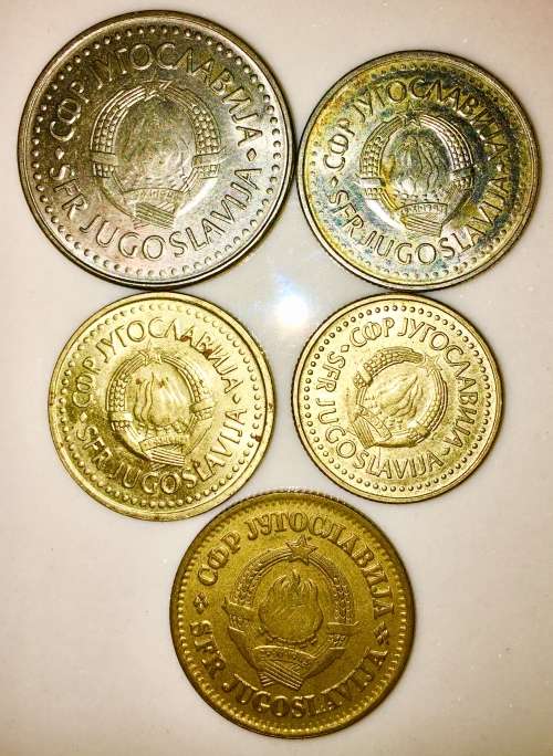 YUGOSLAVIA  X 5  50 DINARA, 20 DINARA, 10 DINARA  & 20 PARA, 1981-1986(1 BID TAKES ALL)