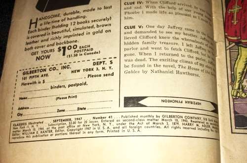 CLASSIC ILLUSTRATED  20 YRS AFTER   NO 41  1947 (GILBERSON)VF