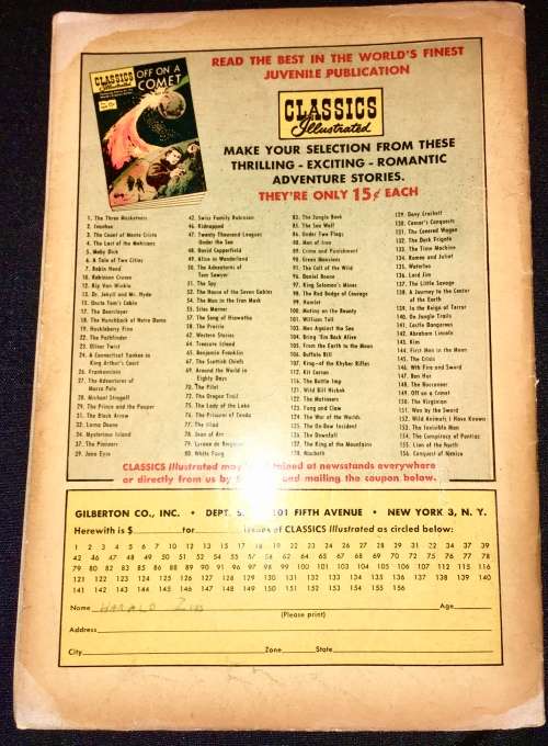 CLASSIC ILLUSTRATED  20 YRS AFTER   NO 41  1947 (GILBERSON)VF