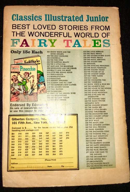 CLASSIC ILLUSTRATED JUNIOR 3 LITTLE PIGS   NO 506  1967 (GILBERSON)F
