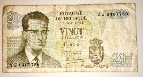 BELGIUM 20 FRANCS 1964