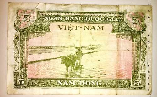 SOUTH VIETNAM 5 DONG 1955 SERIES G