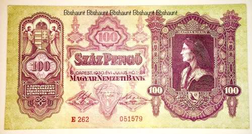 BUDAPEST 100 PENGO 1930 EF(BIG NOTE)