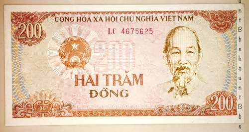 VIETNAM 200 DONG 1987 UNC GEM