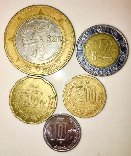 MEXICO 5 x  $20, $2 ,50C , 20C &10C 1995-2006