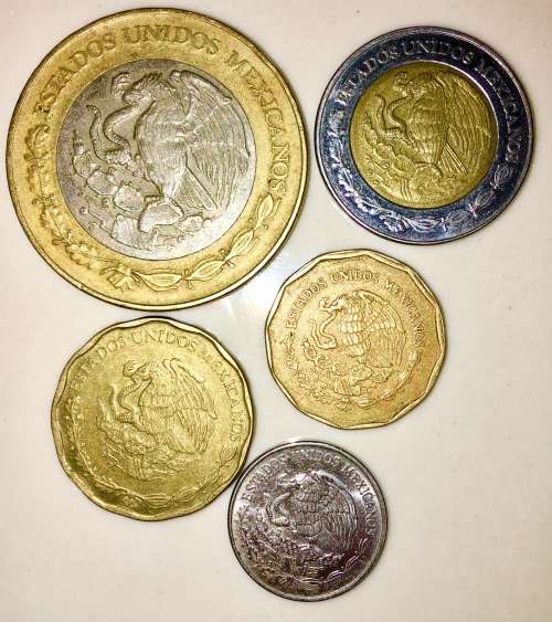 MEXICO 5 x  $20, $2 ,50C , 20C &10C 1995-2006