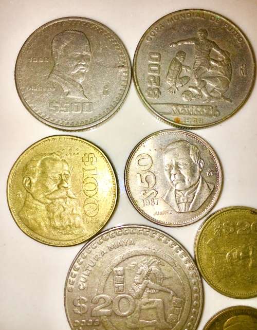 MEXICO  9 x $500, $200 ,$100 ,$50,2X $20 ,$5 ,$1 & 20C 1980S