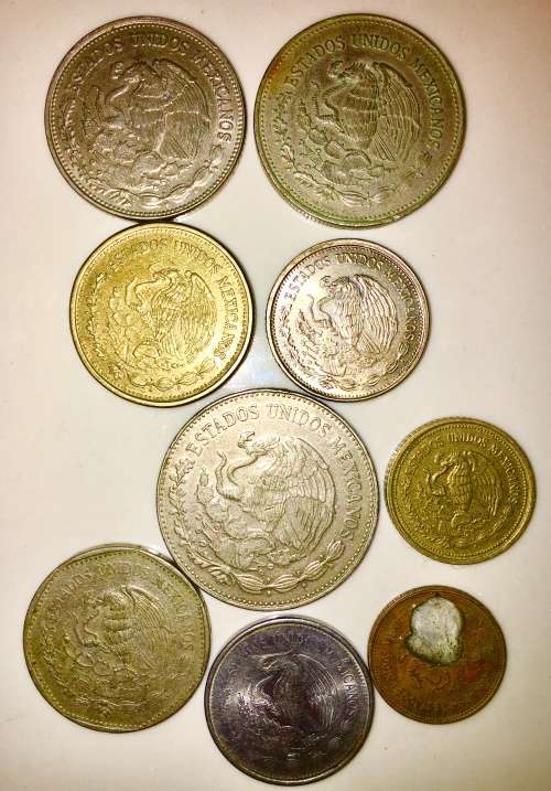 MEXICO  9 x $500, $200 ,$100 ,$50,2X $20 ,$5 ,$1 & 20C 1980S