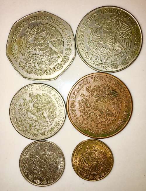MEXICO  6 x $10, $1 ,50C ,,2X 20C , & 5C 1970S