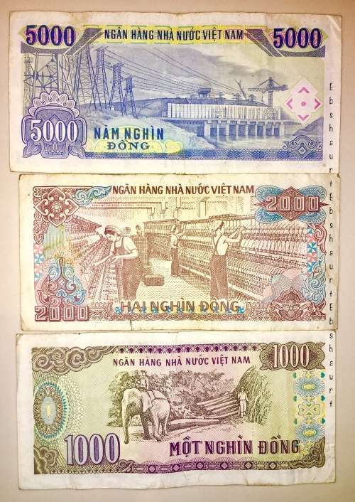 VIETNAM SET X 3..5000 DONG,2000 DONG &1000 DONG 1988 & 91