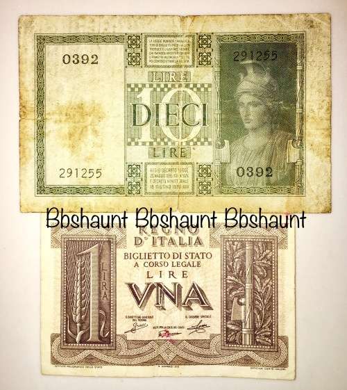 ITALY X2 10 LIRE & 1 LIRE 1939