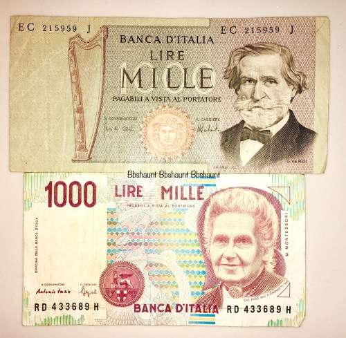 ITALY X2 1000 LIRE 1969 &1990