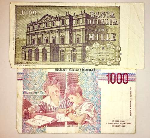 ITALY X2 1000 LIRE 1969 &1990