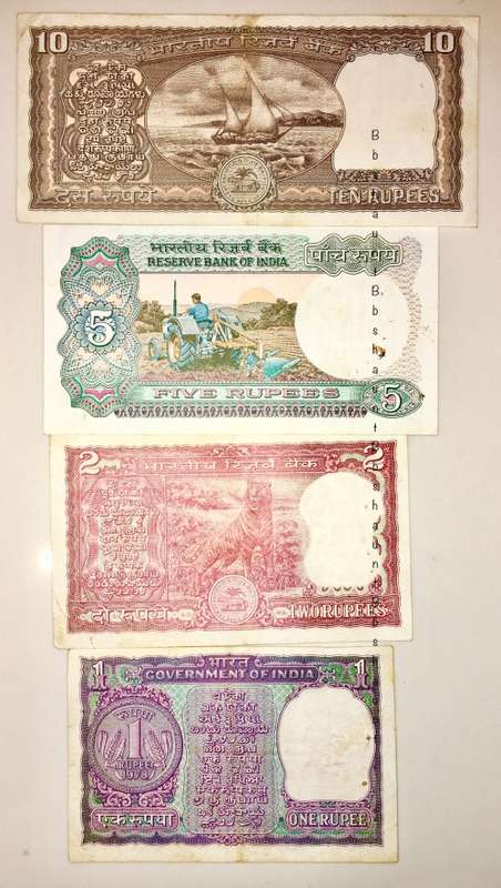 INDIA SET OF 4X 10 RUPEES ,5 RUPEES,2 RUPEES & 1 RUPEES