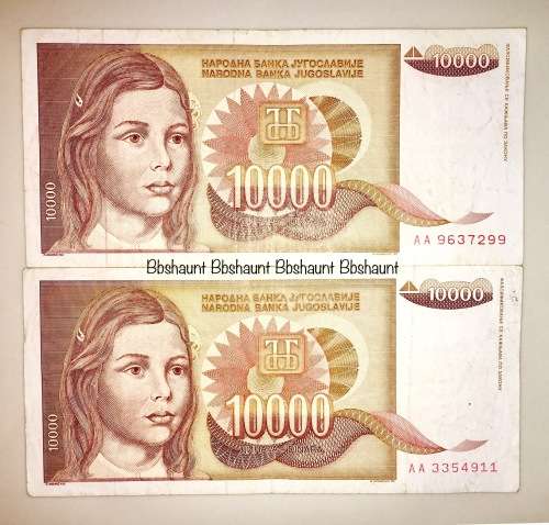 YUGOSLAVIA X2...10000 DINARA 1992