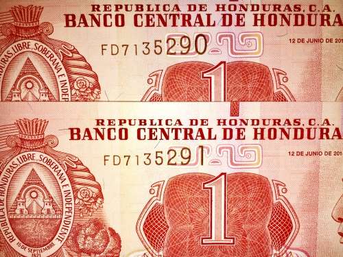 HONDURAS 1 LEMPIRA IN SEQUENCE UNC FD7135291-290..2014 [1 BID TAKES ALL]