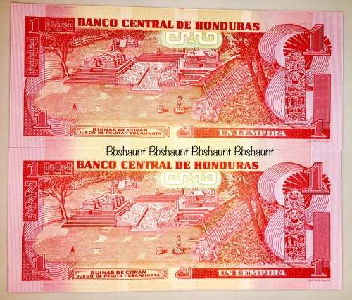 HONDURAS 1 LEMPIRA IN SEQUENCE UNC FD7135291-290..2014 [1 BID TAKES ALL]