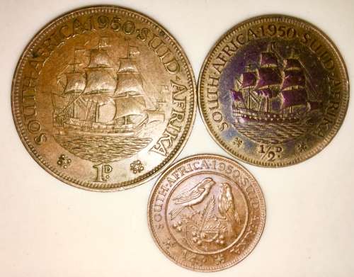 SET OF 1 PENNY , 1/2 PENNY & 1/4 PENNY 1950(1 BID TAKES ALL)