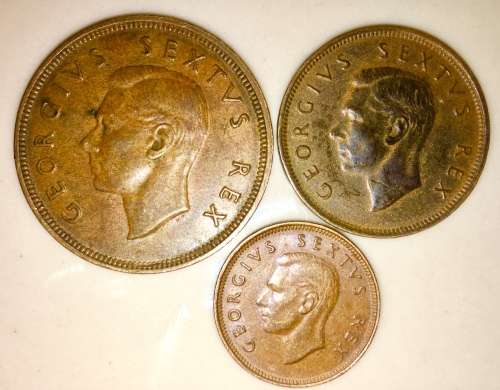 SET OF 1 PENNY , 1/2 PENNY & 1/4 PENNY 1950(1 BID TAKES ALL)