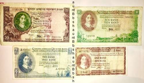 COMPLETE SET 1961 R20, R10, R2, R1-DECIMALS, VARIOUS GOVERNORS (1 BID TAKES ALL)