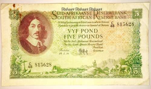 5 POUNDS 1956-03-23 AFR/ENG
