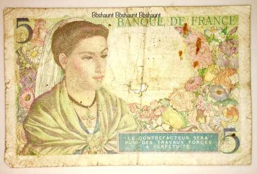 FRANCE 5 FRANCS 1945