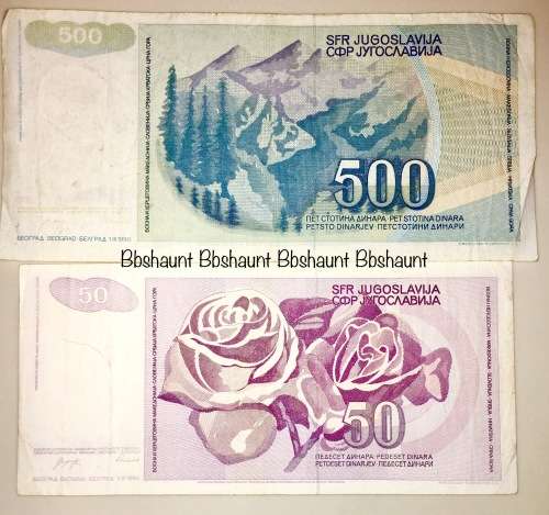 YUGOSLAVIA X 2,,, 500 DINARA & 50 DINARA 1990