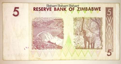 ZIMBABWE 5 DOLLARS 2007