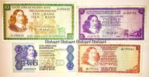SET OF X 4  JAN VAN RIEBEECK & VARIOUS GOVERNORS R10- R1...1966-1973 [1 BID TAKES ALL)