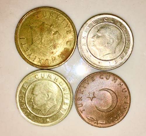 TURKEY X4,,,,50 LIRA 1989 & 5 KURUS  1967,2005,2013