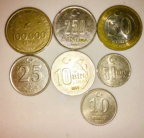 TURKEY X 7,,,,100000 LIRA TO 10 KURUS 1997-2005