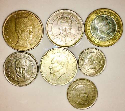 TURKEY X 7,,,,100000 LIRA TO 10 KURUS 1997-2005