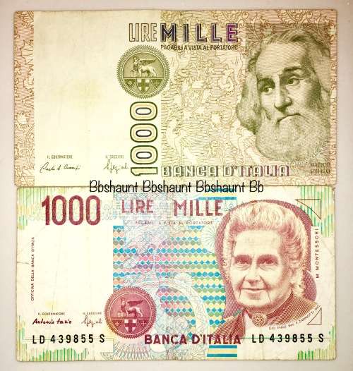 ITALY X2,,1000 LIRE 1982 &1990