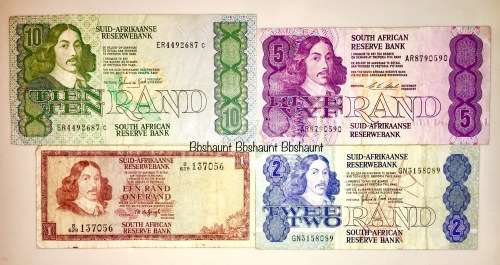 SET OF X 4  JAN VAN RIEBEECK & VARIOUS GOVERNORS R10- R1...1966-1973 [1 BID TAKES ALL)