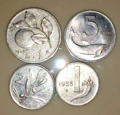 ITALY SET X4 ,,,,5 LIRE, 2 LIRE, & 1 LIRE 1949-1957