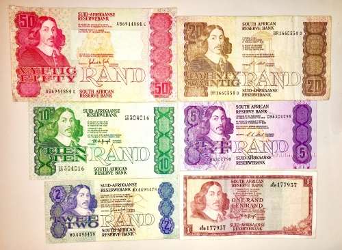 COMPLETE SET OF DECIMALS & JAN VAN RIEBEECK  VARIOUS GOVERNORS R50- R1...1966-1990 [1 BID TAKES ALL)