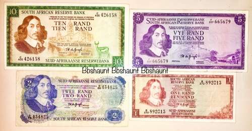 COMPLETE SET OF TW DE JONG & DECIMALS HIGH GRADE NOTES R10 -R1 1966-1973 ( 1 BID TAKES ALL)