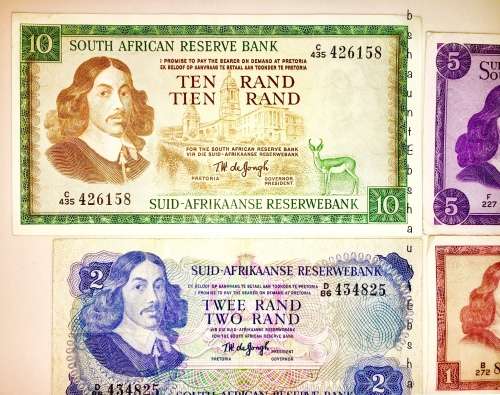 COMPLETE SET OF TW DE JONG & DECIMALS HIGH GRADE NOTES R10 -R1 1966-1973 ( 1 BID TAKES ALL)