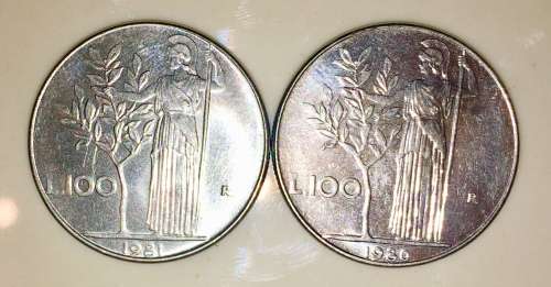 ITALY SET X2 ,,,,100  LIRE 1980 & 1981