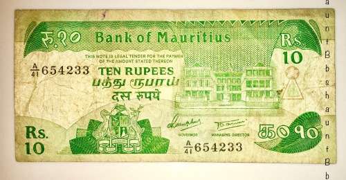 MAURITIUS 10 RUPEES 1985