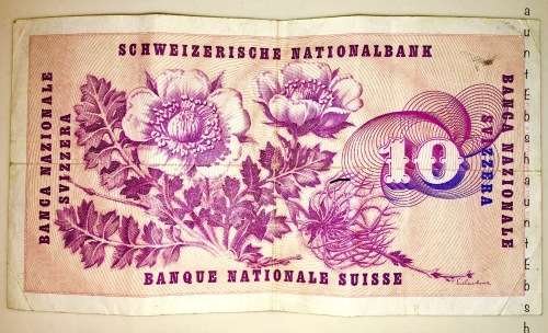 SWITZERLAND 10 FRANKEN 1963 Y SERIES