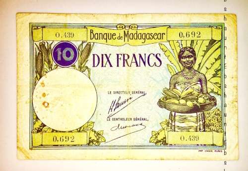 MADAGASCAR 10 FRANCS 1936(DIX FRANCS)
