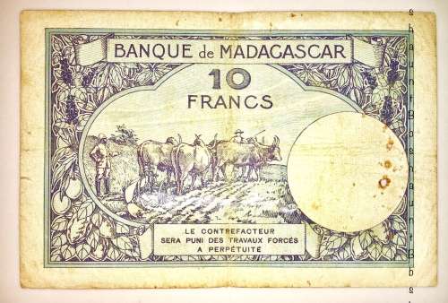MADAGASCAR 10 FRANCS 1936(DIX FRANCS)